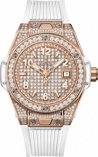 Заказать Hublot  Big Bang One Click King Gold White Full Pave  485.OE.9000.RW.1604