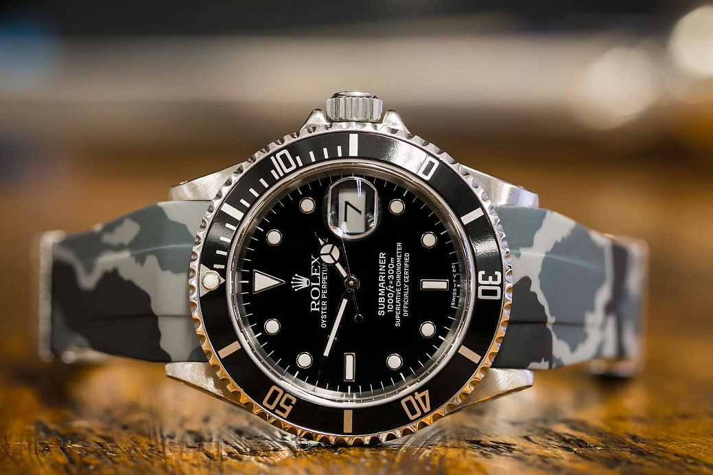 Часовой ремешок Rolex  Ремешок Для Часов Snow Camo 40Mm Strap  