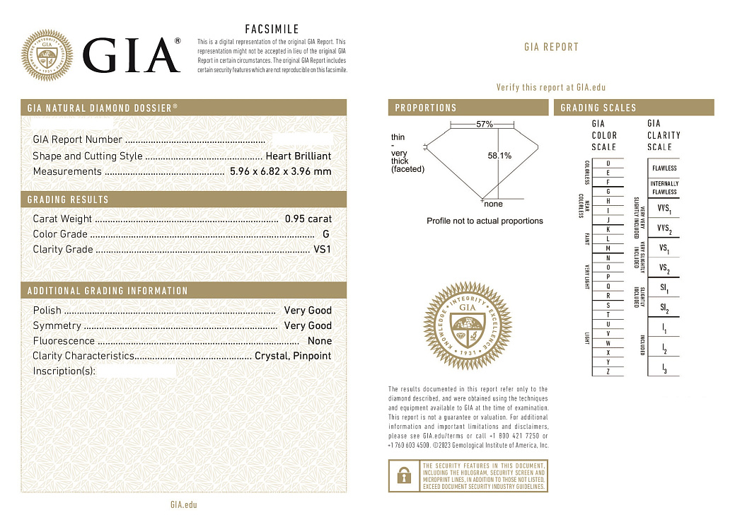 Украшение GIA  Серьги 0,93/0,95 ct. G/VS1 (Heart Diamonds)   