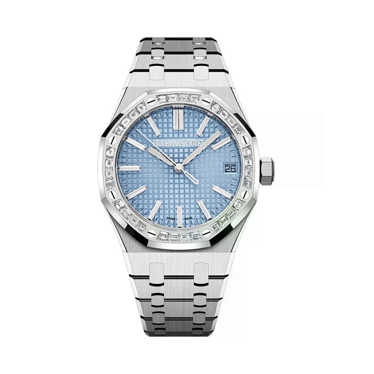 Часы Audemars Piguet  Royal Oak 37Mm Ice Blue Baguette Custom  15450ST.OO.1256ST.01