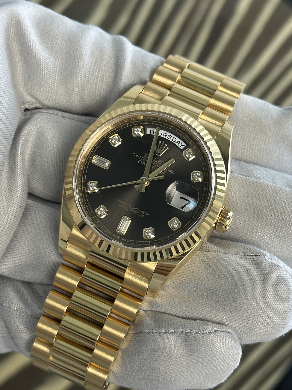 Часы Rolex  Day-Date 36 Mm Yellow Gold Dark Grey Dial  128238-0022