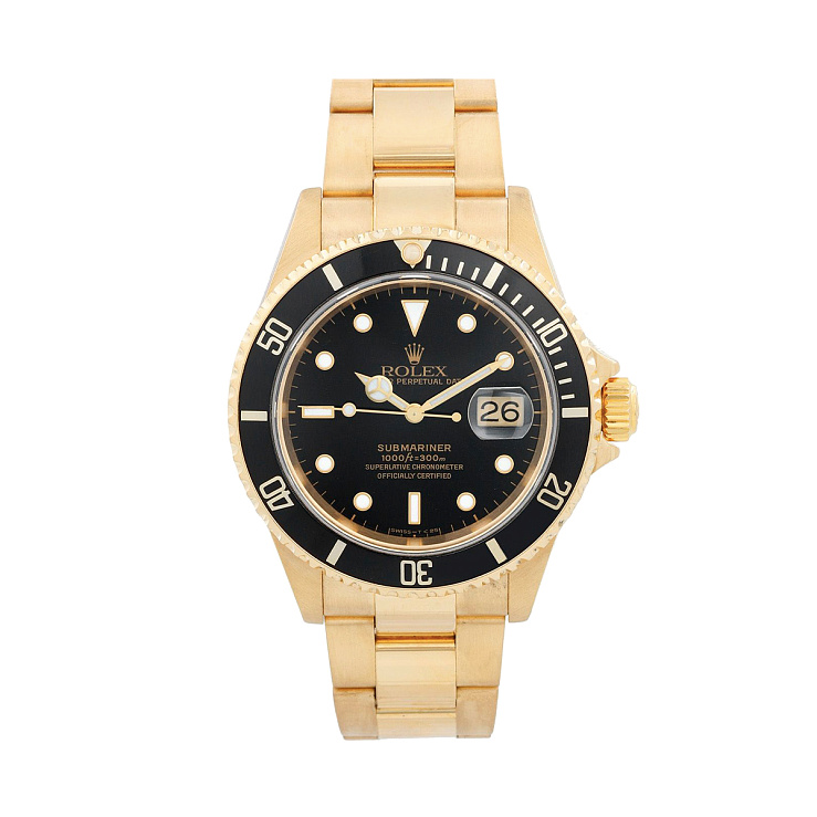 Часы Rolex  Submariner Yellow Gold Watch Black Dial  16618