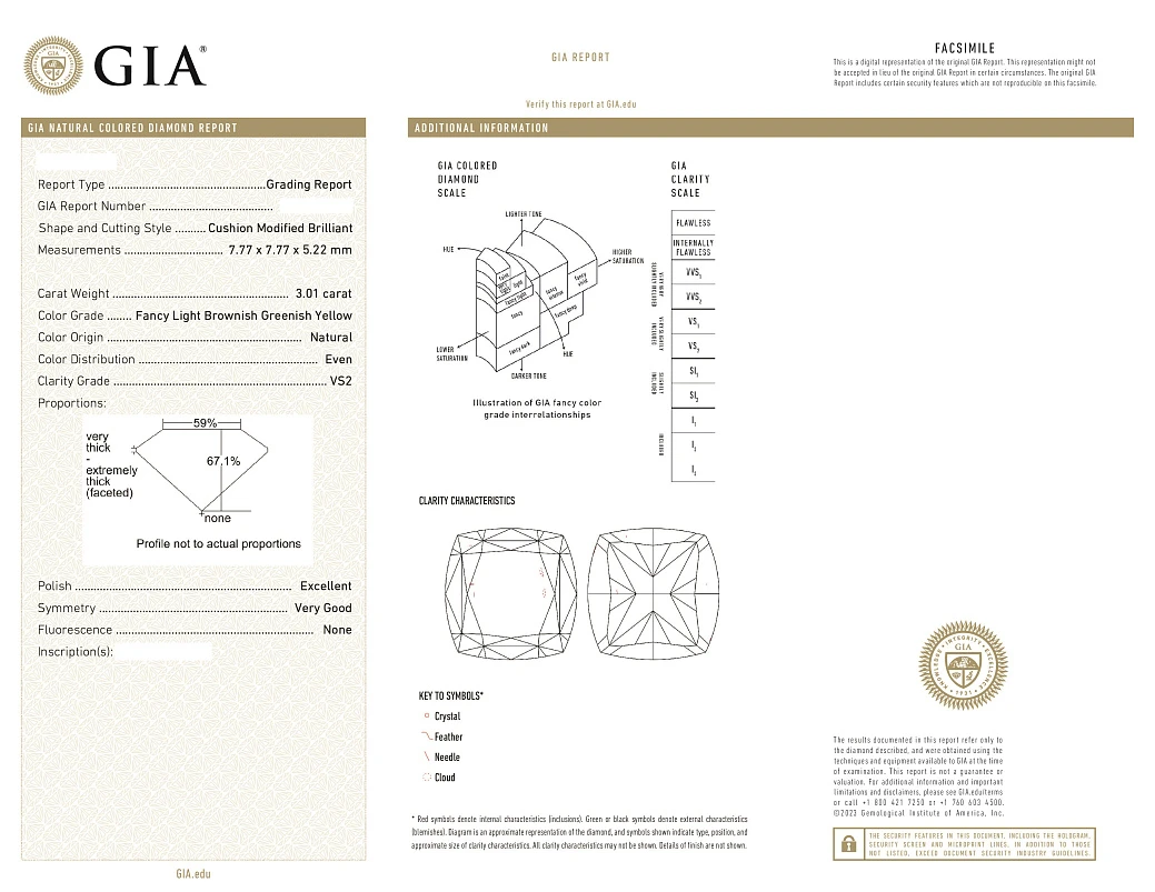 Украшение GIA  Кольцо с бриллиантом 3,01 ct. FLBGY/VS2   