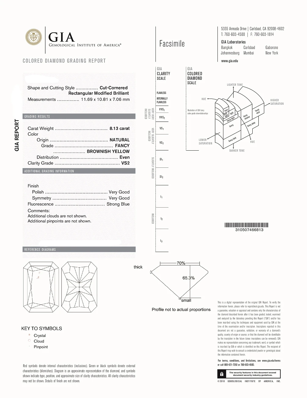 Украшение GIA  Кольцо С Бриллиантом 8,13 Ct. Fby/Vs2   