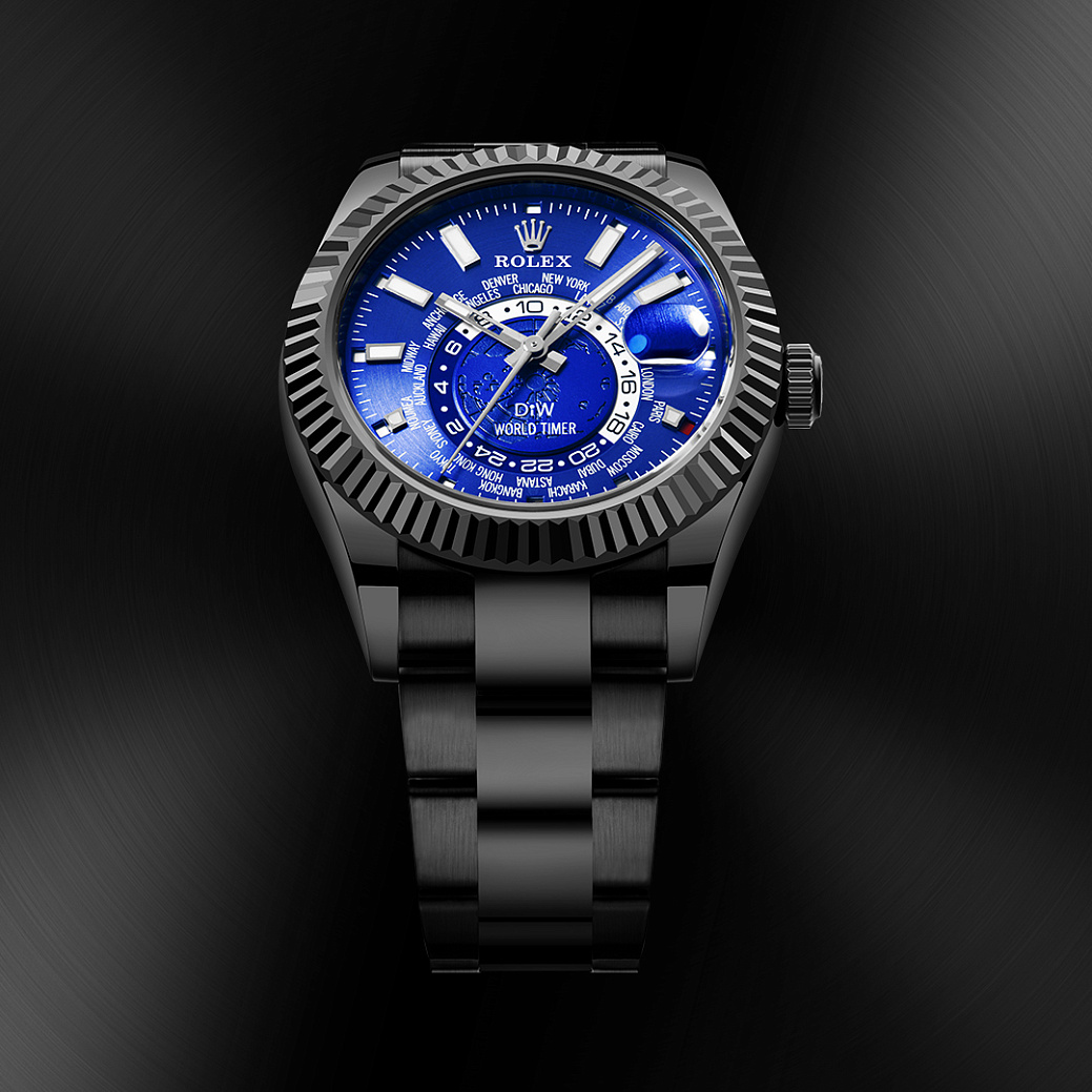 Rolex World Timer Black Dlc Blue