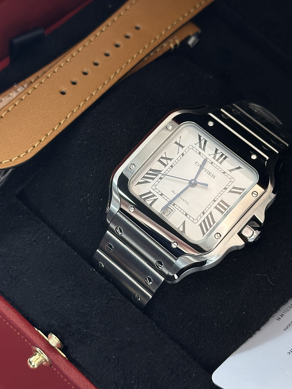 Часы Cartier  Santos De Cartier Large Model White Dial  WSSA0018