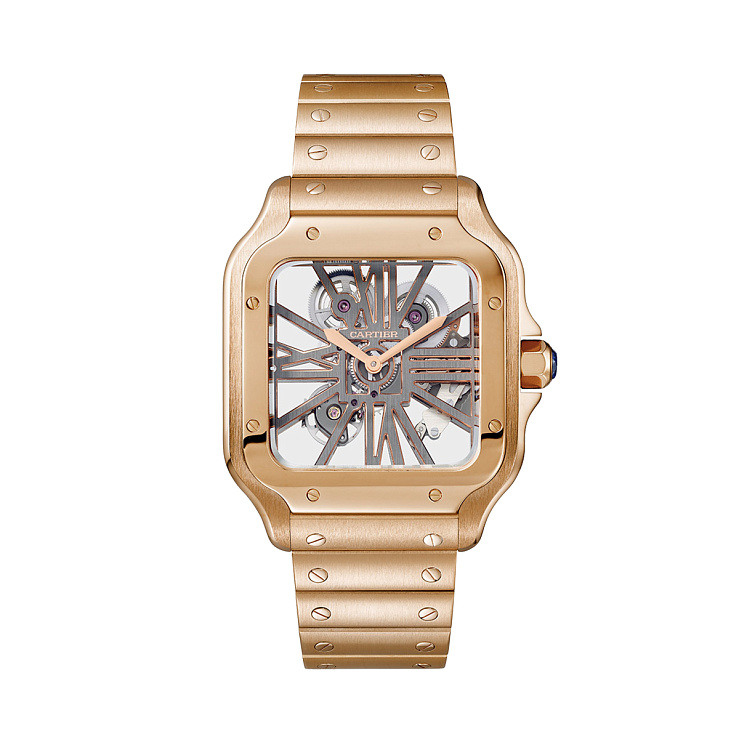Часы Cartier  Large Rose Gold Santos De Cartier Skeleton  WHSA0016