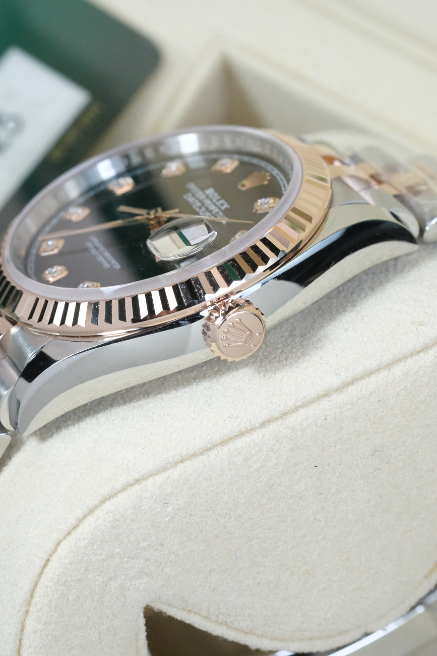 Часы Rolex  Datejust 36Mm Steel And Everose Gold Black Dial Diamonds  126231