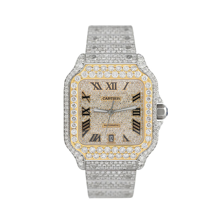 Часы Cartier  Santos De Cartier Custom Full Pave Diamond  WSSA0018