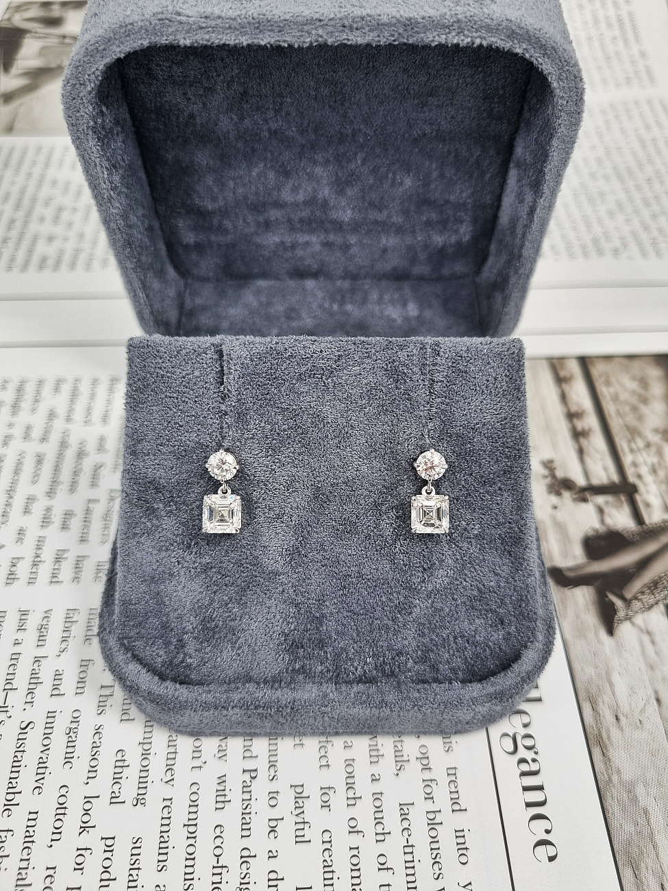 Украшение GIA  Серьги 1,00/1,01 ct. G/VS1 (Asscher Diamonds)   