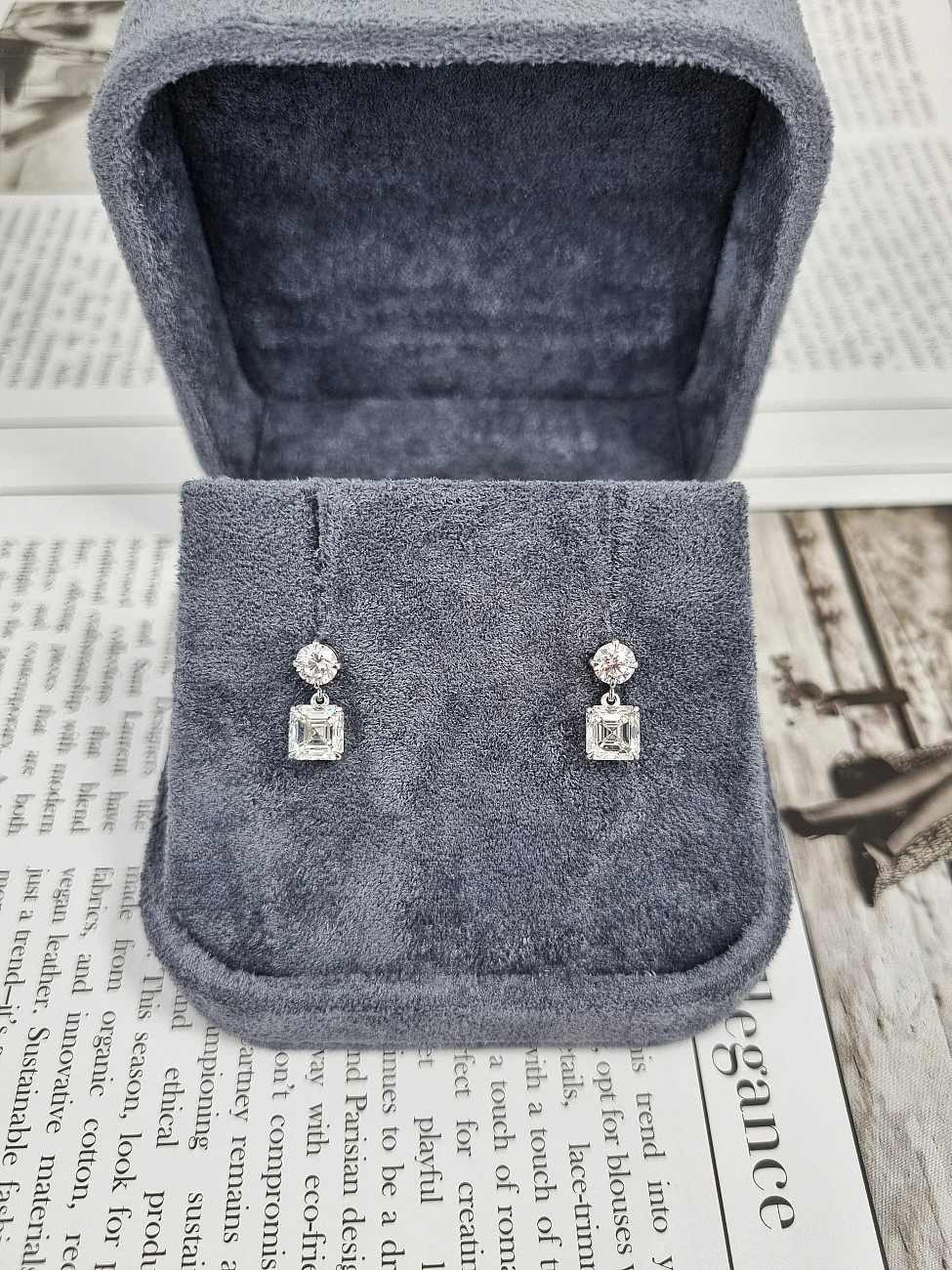 Украшение GIA  Серьги с бриллиантами 1,00/1,01 ct. I/VS1 (Asscher)   
