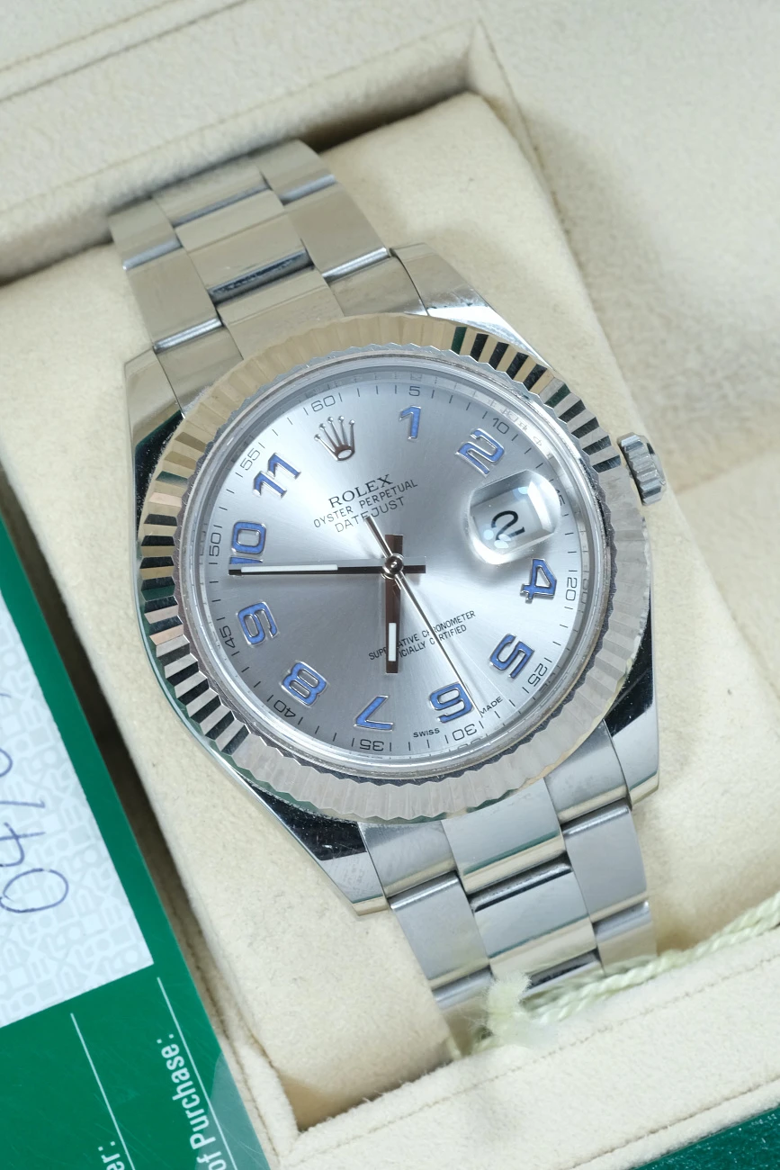 Часы Rolex  Oyster Perpetual Datejust Ii White Gold Fluted Bezel Silver Arabic Dial  116334