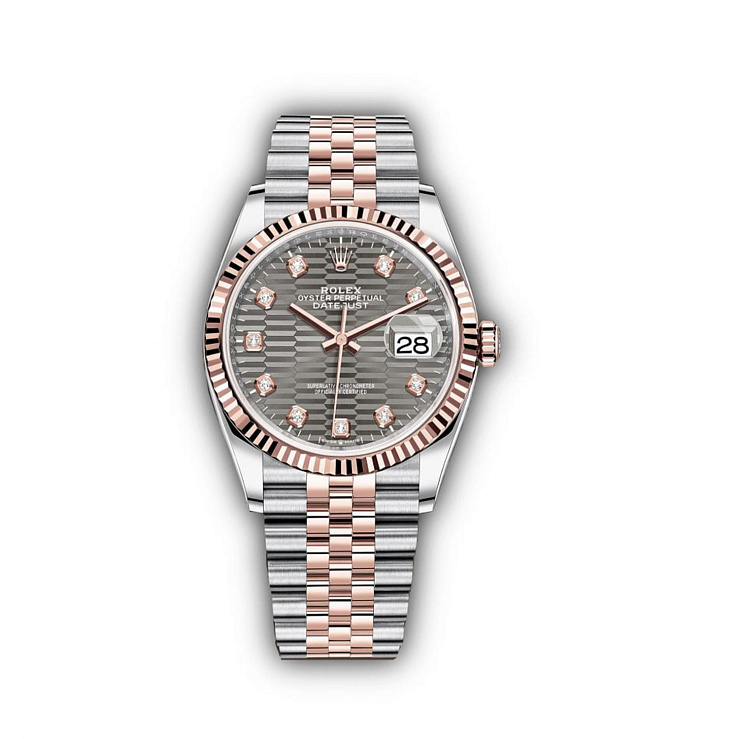 Часы Rolex  Datejust 36Mm Steel And Everose Gold Fluted Motif Dial With Diamonds  126231