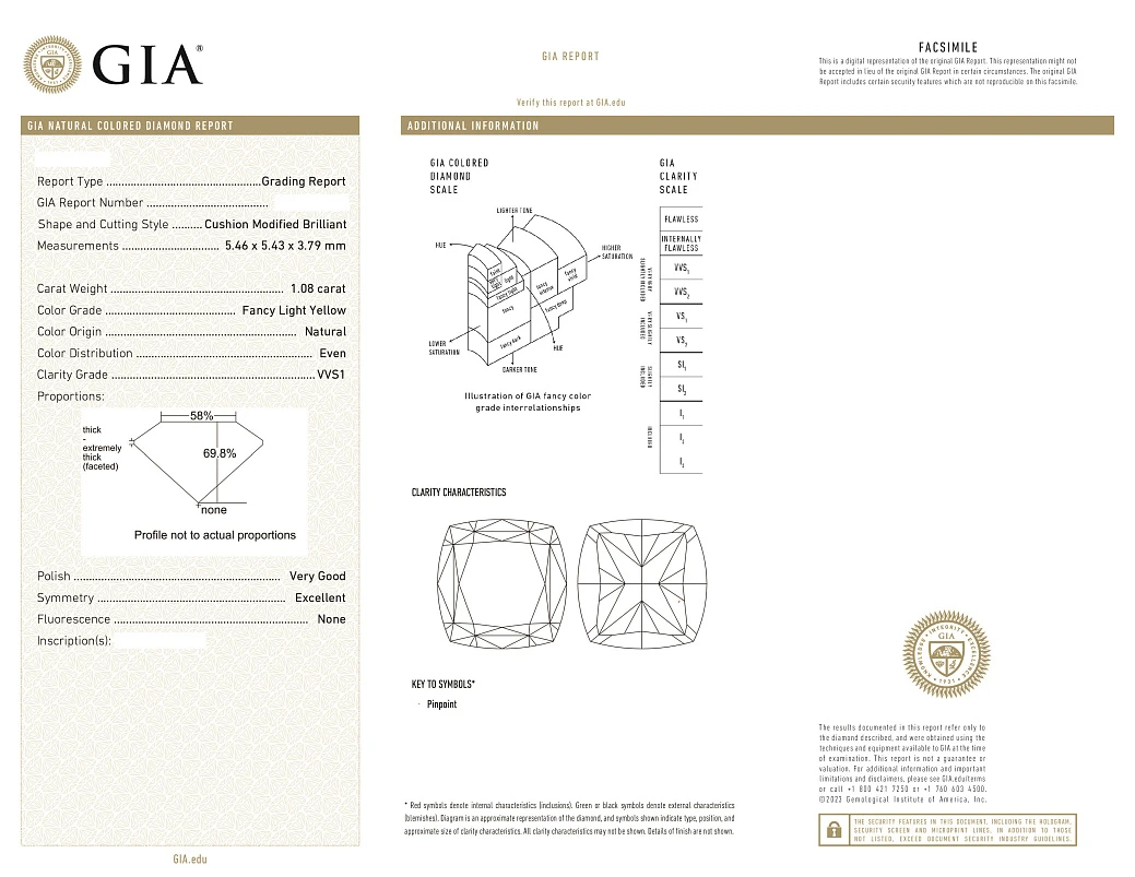 Украшение GIA  Серьги с бриллиантами 1,07/1,08 ct. Fancy Light Yellow/IF-VVS1   