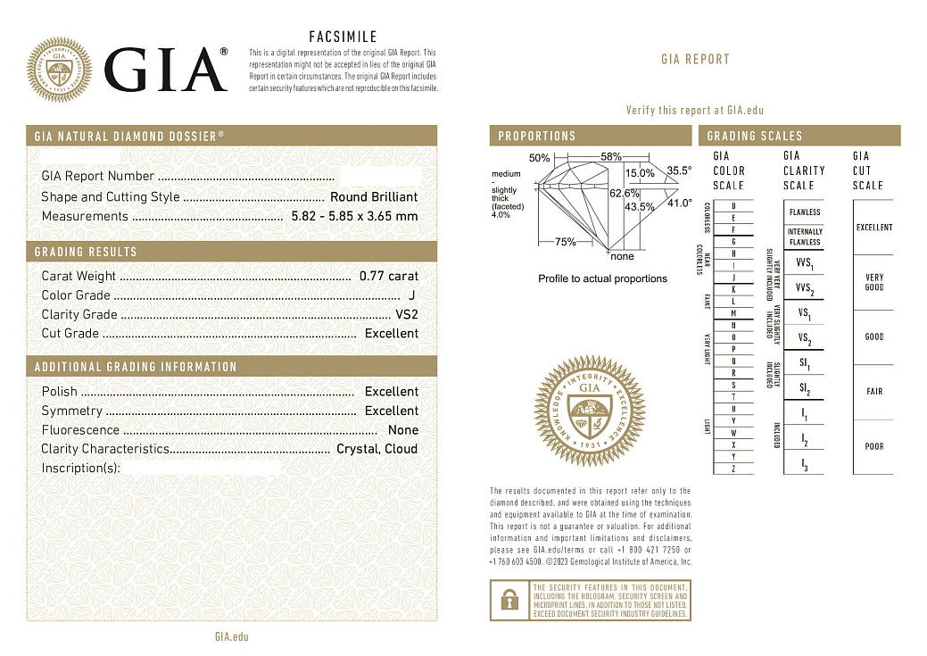 Украшение GIA  Серьги с бриллиантами 0,77/0,77 ct. J/VS1 (3 excellent)   