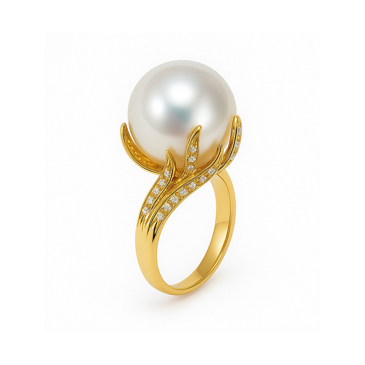 Украшение No Name  Кольцо с жемчугом Южных Морей 16,95 мм   