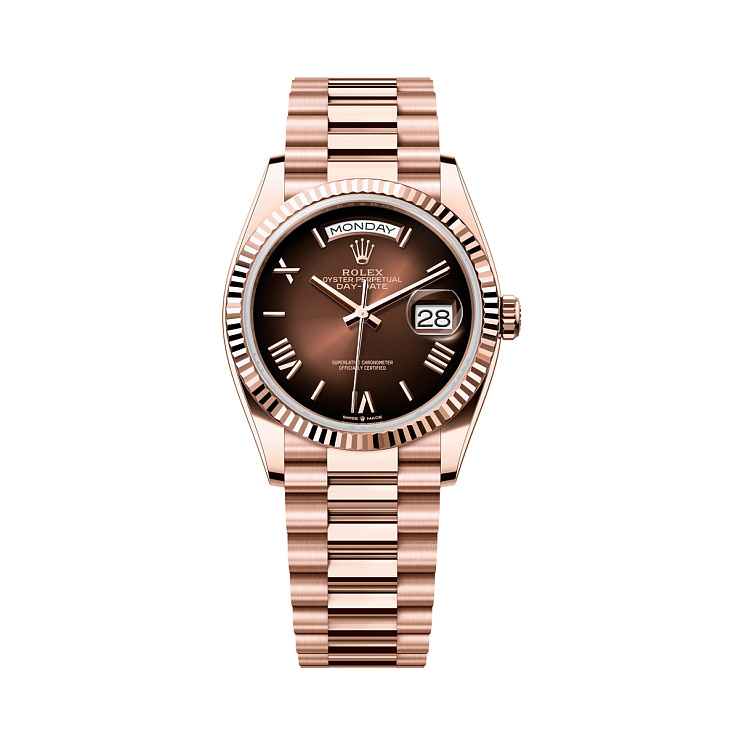 Часы Rolex  Oyster Perpetual Day‑Date 36 Everose Gold Brown Ombré Dial  128235