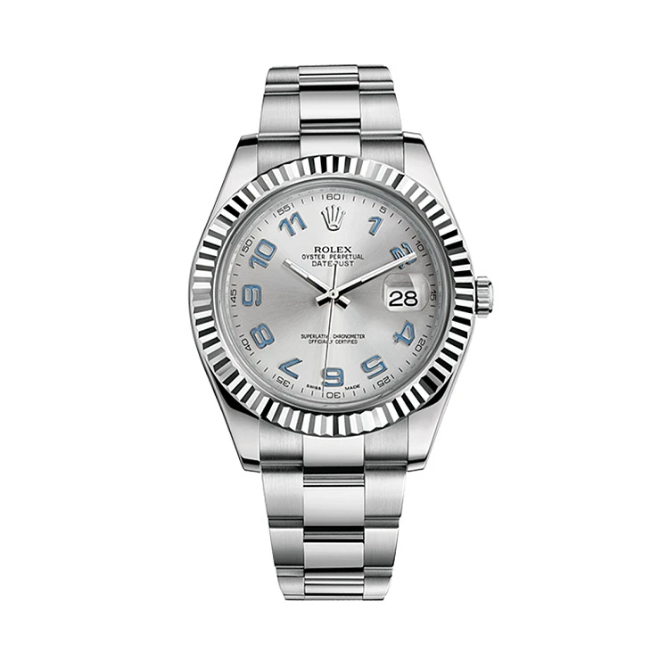 Часы Rolex  Oyster Perpetual Datejust Ii White Gold Fluted Bezel Silver Arabic Dial  116334