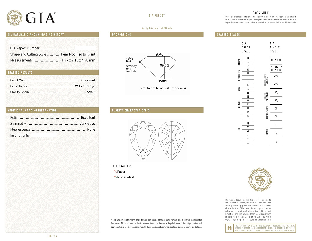 Украшение GIA  Серьги с бриллиантами 3,02/3,02 ct. W to X/VVS2-VS2   