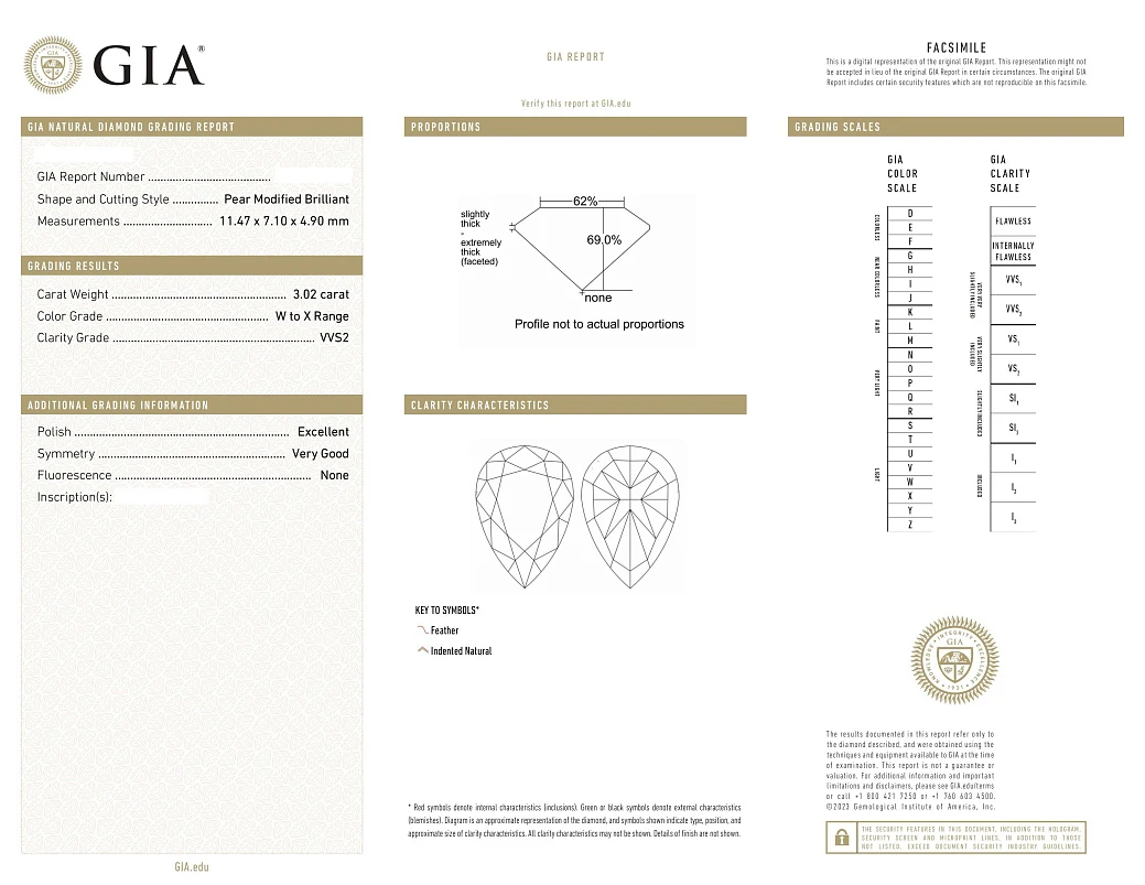 Украшение GIA  Серьги с бриллиантами 3,02/3,02 ct. W to X/VVS2-VS2   