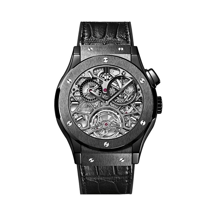 Часы Hublot  45 Mm Classic Fusion Tourbillon Skeleton All Black  506.CM.0140.LR