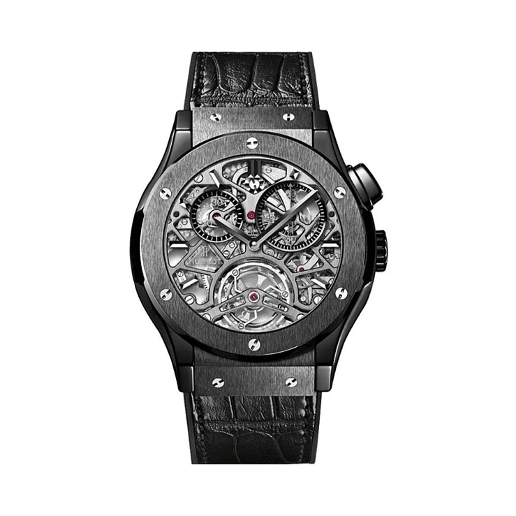 Часы Hublot  45 Mm Classic Fusion Tourbillon Skeleton All Black  506.CM.0140.LR