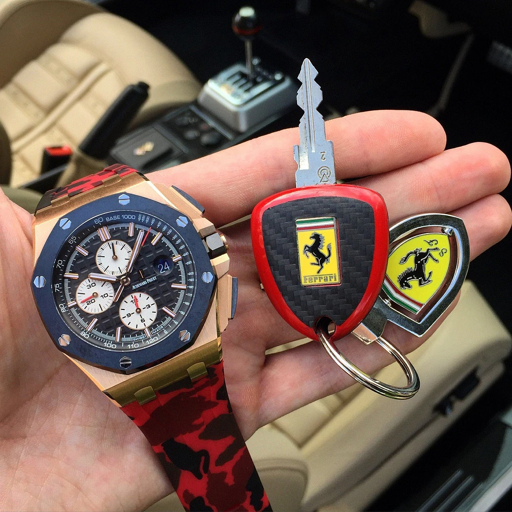 Часовой ремешок Audemars Piguet  Ремешок Для Часов Red Camo Ap Royal Oak Offshore 44Mm Strap  