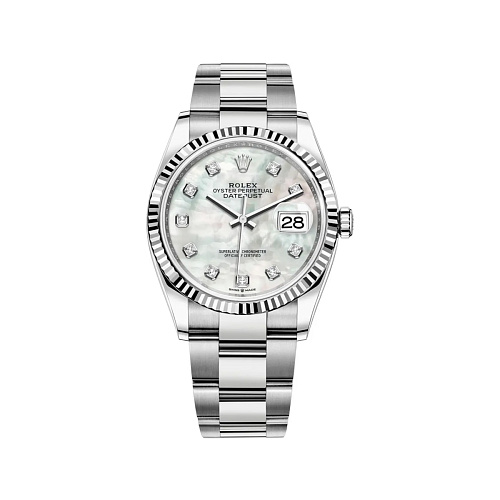 Часы Rolex  Datejust 36Mm Steel & White Gold Diamonds Mother Of Pearl  126234-0020