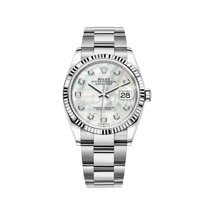 Часы Rolex  Datejust 36Mm Steel &amp; White Gold Diamonds Mother Of Pearl  126234-0020