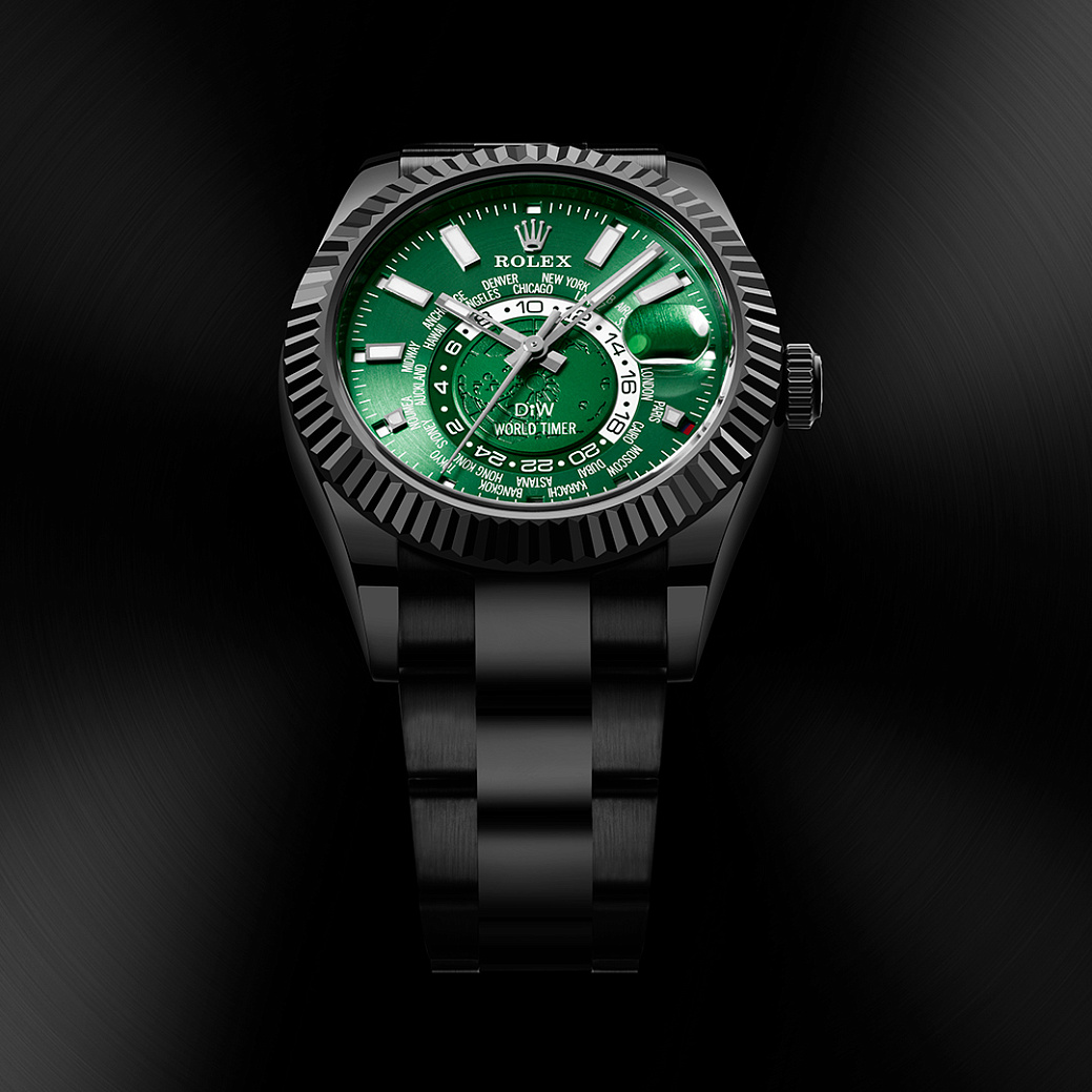 Rolex World Timer Black Dlc Green