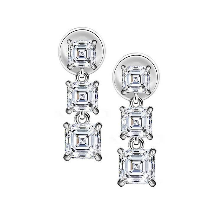 Украшение GIA  Серьги с бриллиантами 4,43 ct. H/VVS2-VS1 (Asscher cut)   