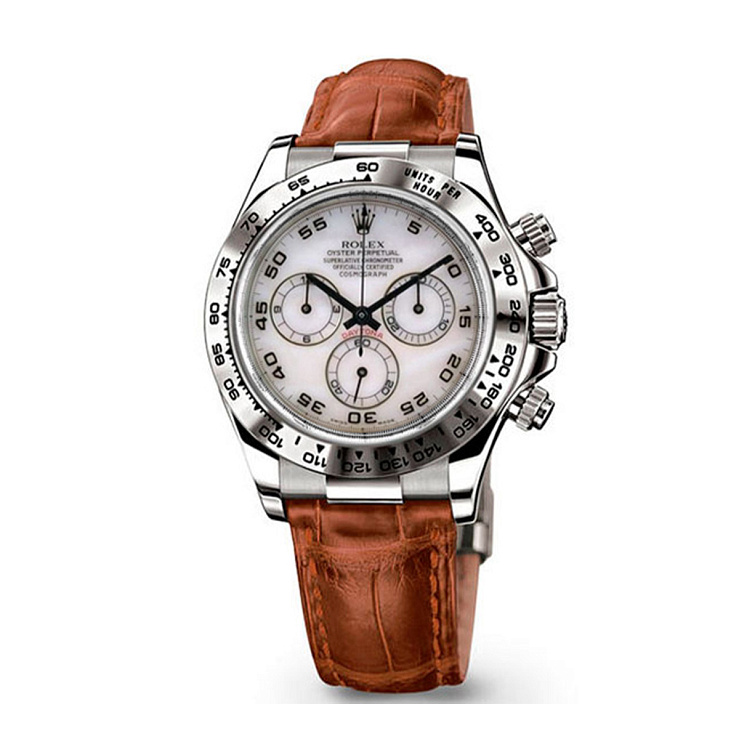 Часы Rolex  Daytona Mop Dial White Gold Leather Strap  116519