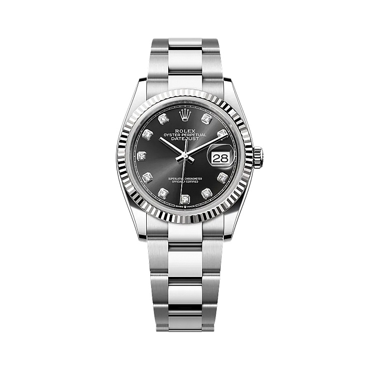Часы Rolex  Datejust 36Mm Black Dial Diamond Index  126234-0028