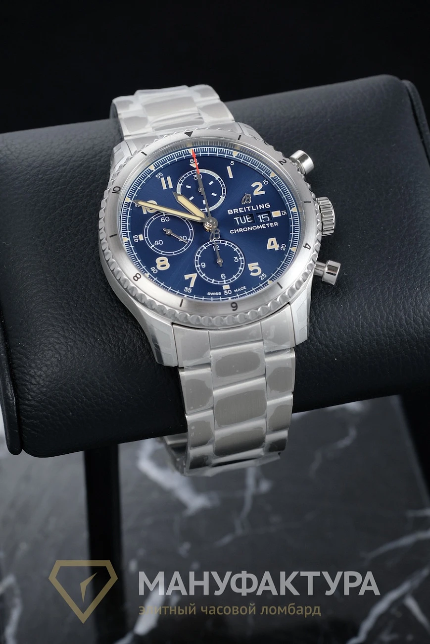 Часы Breitling  Aviator 8 Chronograph 43 Stainless Steel Blue  A13316101C1A1