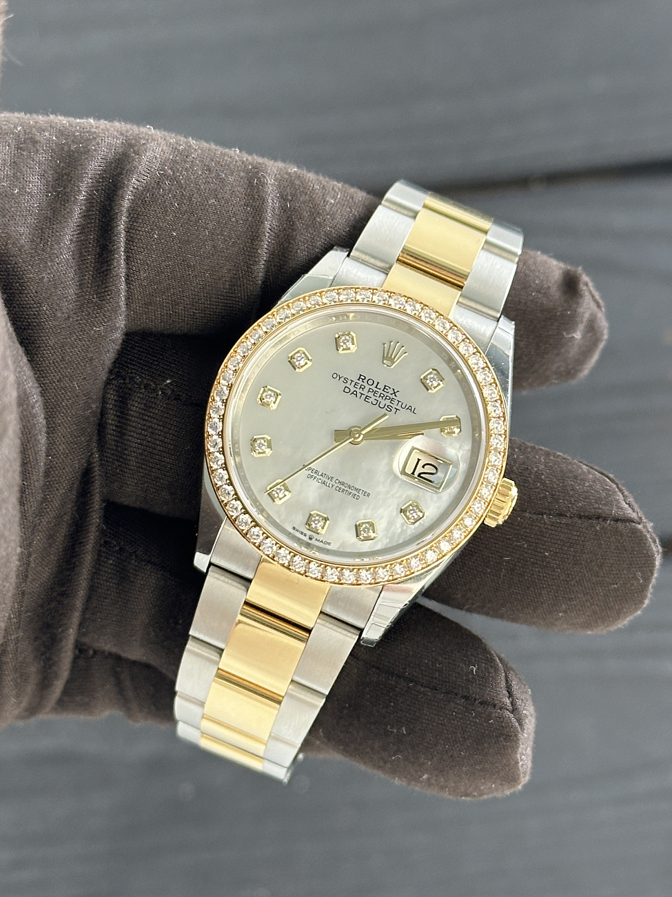 Часы Rolex  Oyster Datejust Two-Tone Factory Diamonds Mop Dial  126283RBR MOP