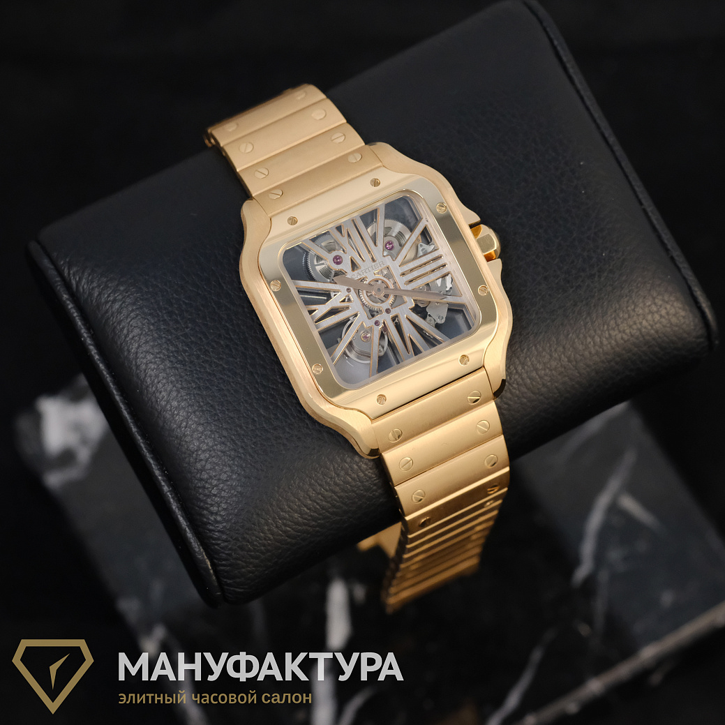 Часы Cartier  Large Rose Gold Santos De Cartier Skeleton  WHSA0016