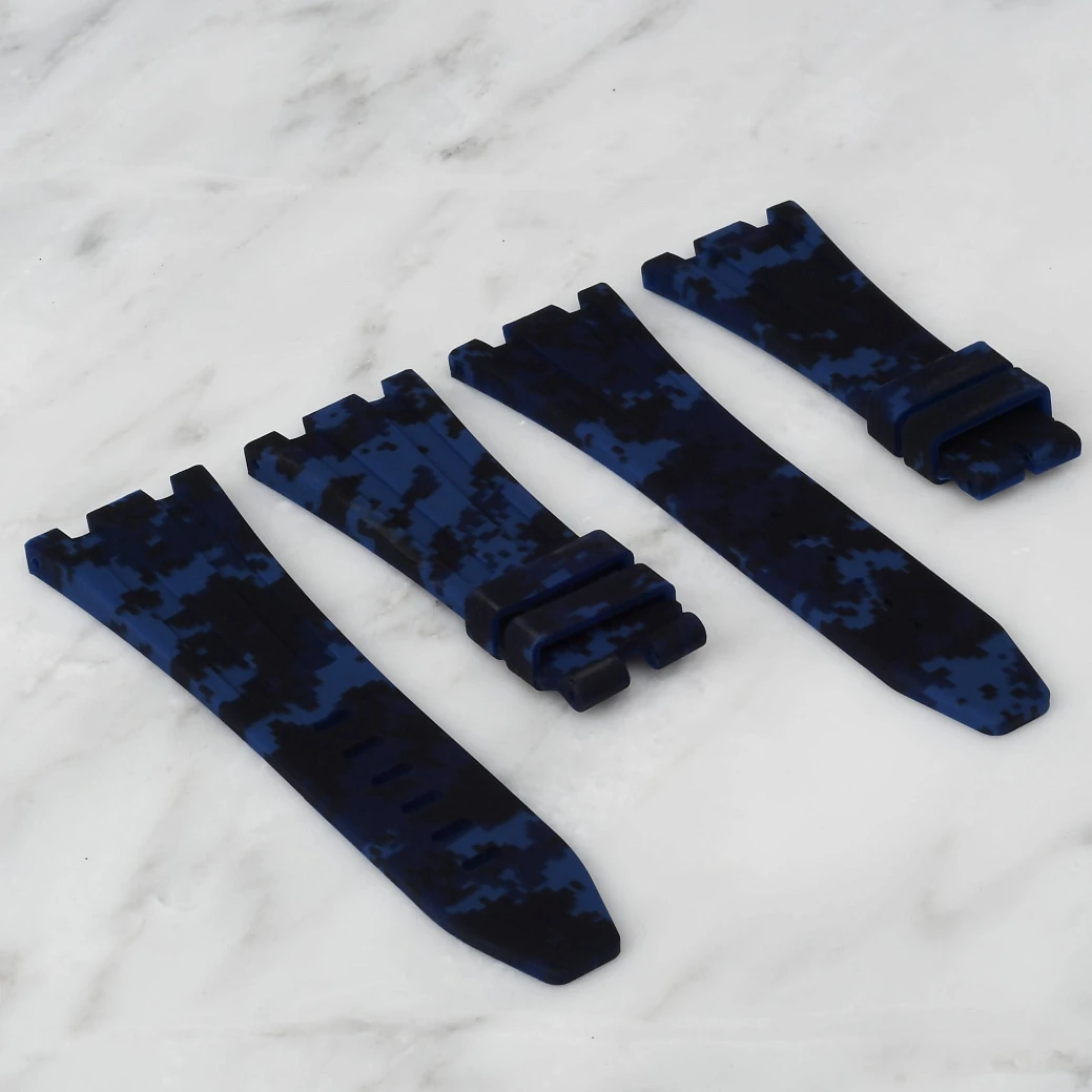 Часовой ремешок Audemars Piguet  Ремешок Для Часов Blue Digi Camo Ap Royal Oak Offshore 42Mm Strap  