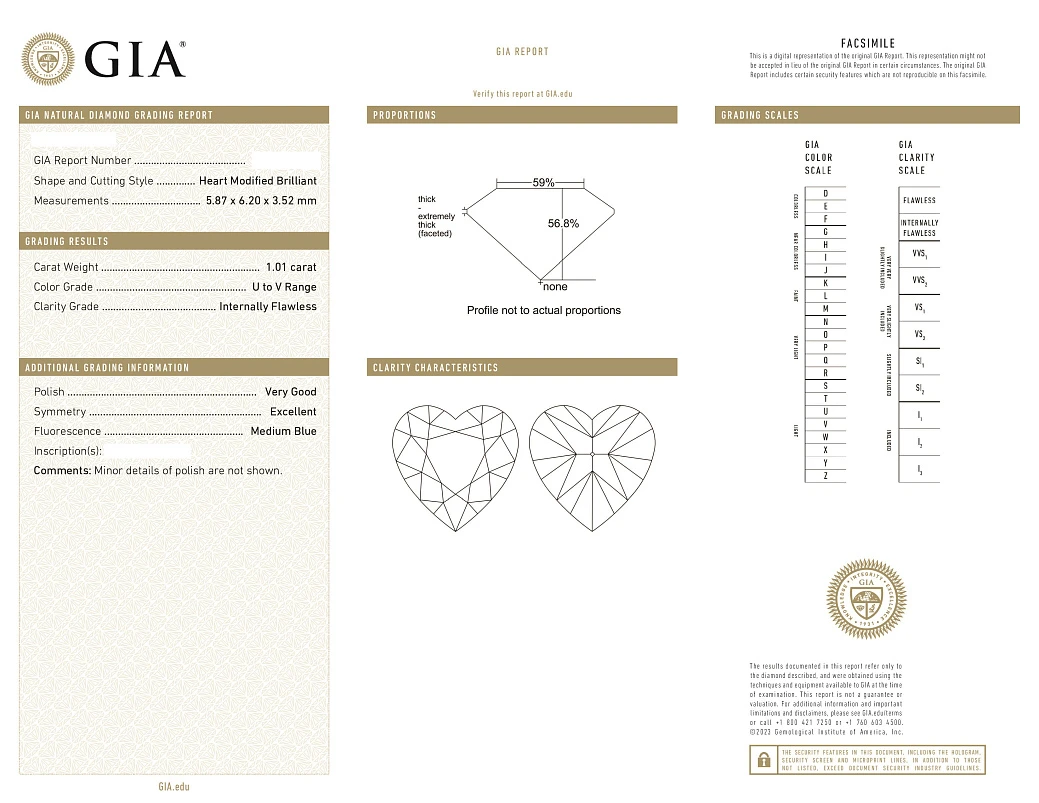 Украшение GIA  Серьги с бриллиантами 1,00/1,01 ct. (Heart Diamonds)   