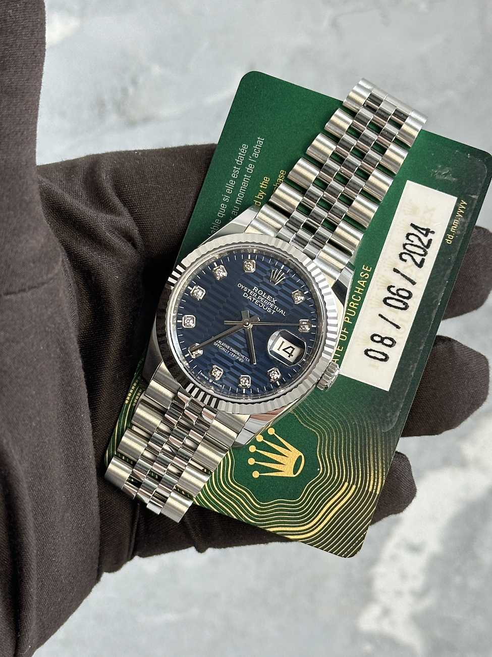 Часы Rolex  Datejust 36Mm Blue Motif Dial Diamond Index  126234