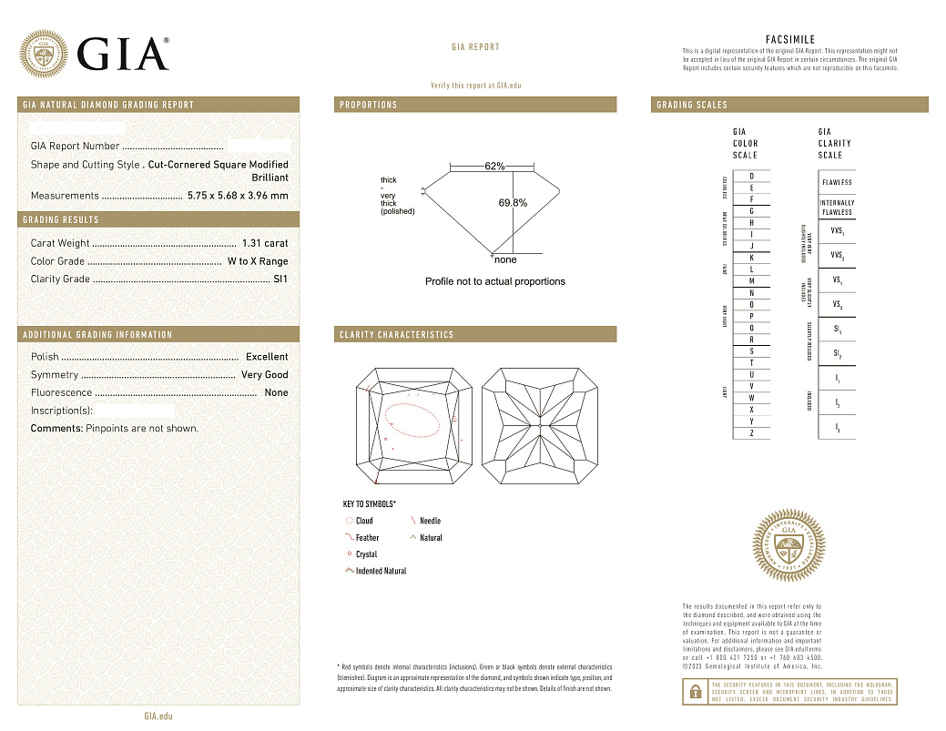 Украшение GIA  Серьги с бриллиантами 1,20/1,31 ct.   