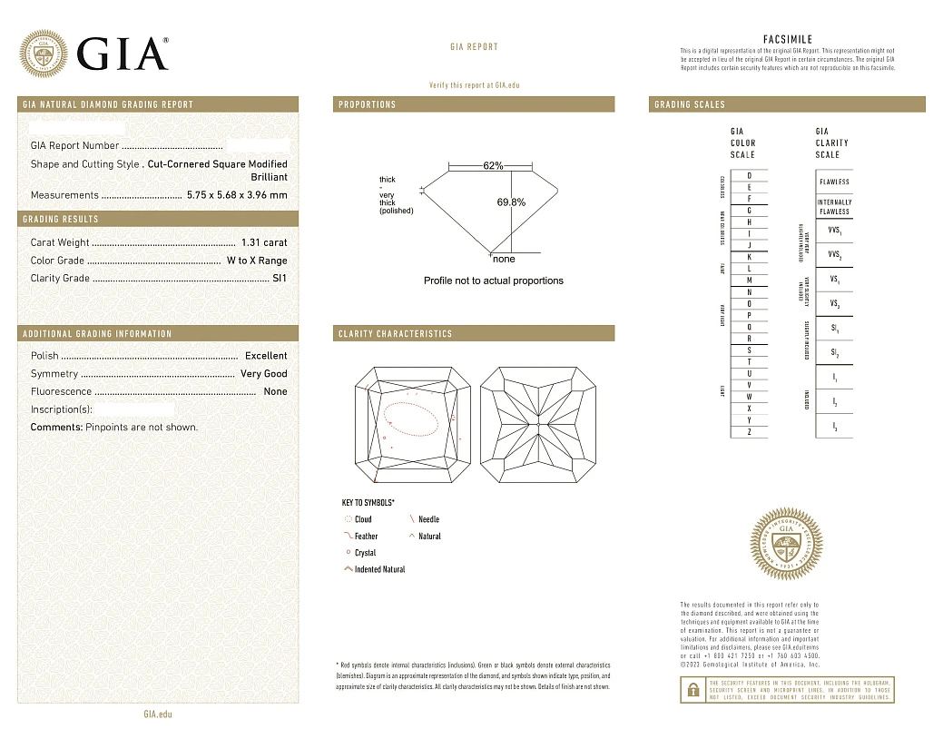 Украшение GIA  Серьги с бриллиантами 1,20/1,31 ct.   