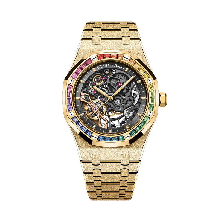 Часы Audemars Piguet  Royal Oak Frosted Yellow Gold Double Balance Openworked Rainbow  15412BA.YG.1224BA.01