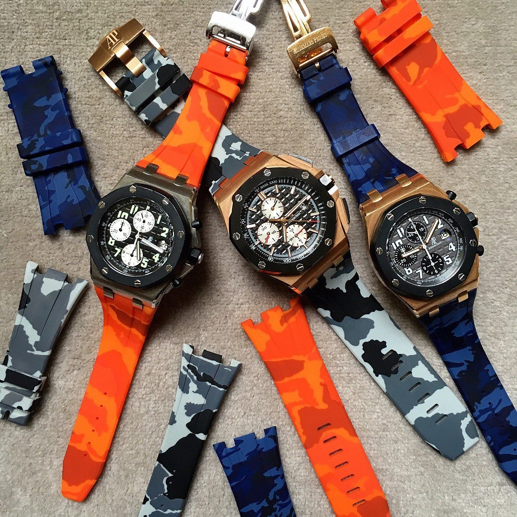 Часовой ремешок Audemars Piguet  Ремешок Для Часов Orange Camo Ap Royal Oak Offshore 42Mm Strap  