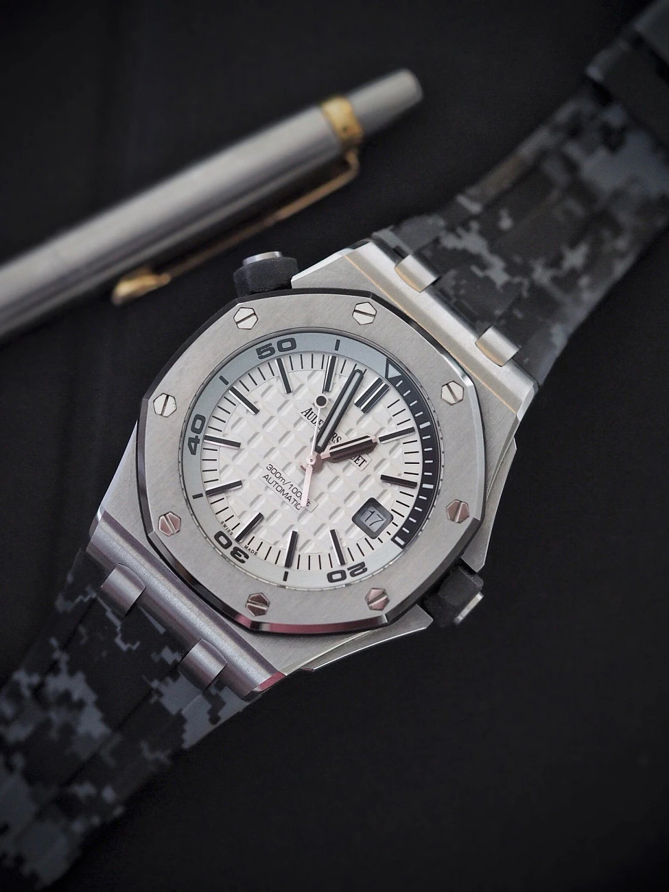 Часовой ремешок Audemars Piguet  Ремешок Для Часов Graphite Digi Camo Ap Diver 42Mm Strap  