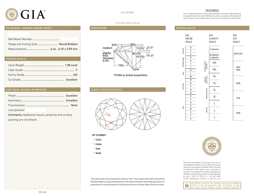 Украшение GIA  Серьги с бриллиантами 1,00/1,01 ct. F-G/Si2 (3 Excellent)   